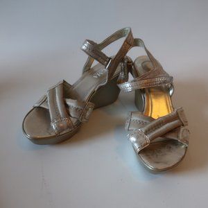 GMA GOLD LEATHER WEDGE SANDAL 38/ US 8 *